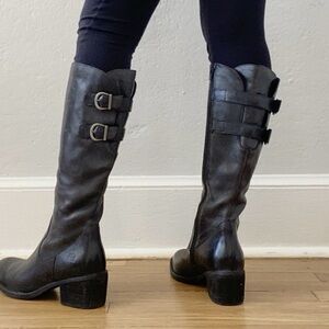 Born leather black boots.